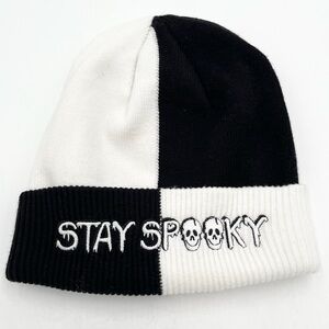 Spirit Halloween Black and White Stay Spooky Beanie